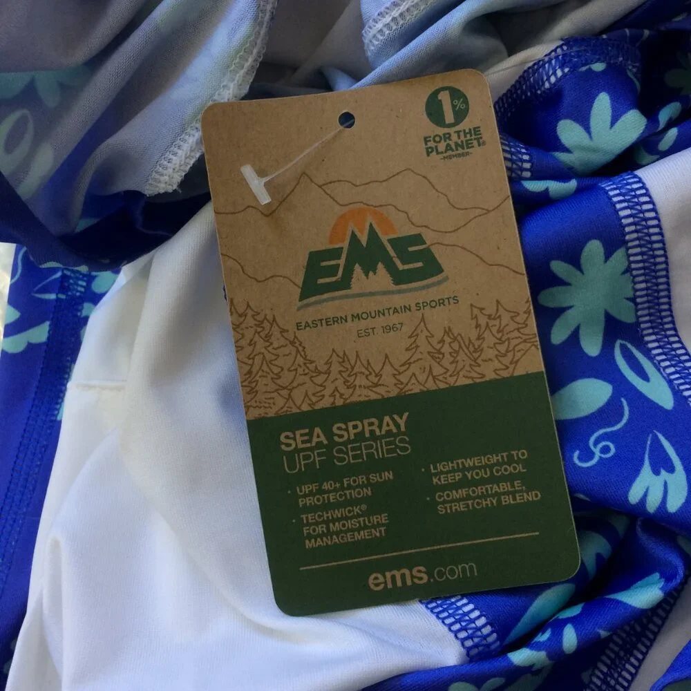 NEW Eastern Mountain EMS Hoodie Lightweight Sea Spray White Blue Size XS